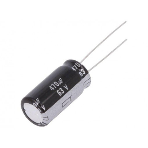 EEUEB1J471; Capacitor: electrolytic; THT; 470uF; 63VDC; Ø12.5x25mm; Pitch: 5mm; PANASONIC