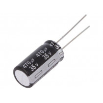 EEUEB1V471; Capacitor: electrolytic; THT; 470uF; 35VDC; Ø10x20mm; Pitch: 5mm; PANASONIC