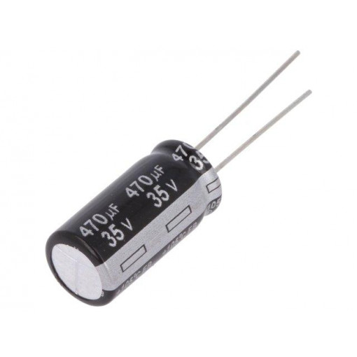 EEUEB1V471; Capacitor: electrolytic; THT; 470uF; 35VDC; Ø10x20mm; Pitch: 5mm; PANASONIC