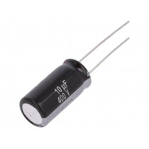 EEUEB2G100B; Capacitor: electrolytic; THT; 10uF; 400VDC; Ø10x20mm; Pitch: 5mm; PANASONIC