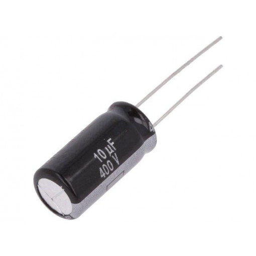 EEUEB2G100B; Capacitor: electrolytic; THT; 10uF; 400VDC; Ø10x20mm; Pitch: 5mm; PANASONIC