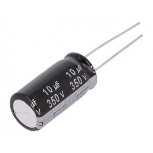 EEUEB2V100; Capacitor: electrolytic; THT; 10uF; 350VDC; Ø10x20mm; Pitch: 5mm; PANASONIC