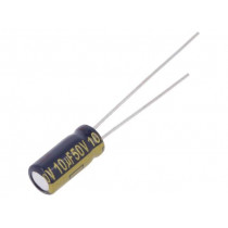 EEUFC1H100L; Capacitor: electrolytic; low impedance; THT; 10uF; 50VDC; Ø5x11mm; PANASONIC