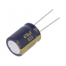 EEUFC1J471B; Capacitor: electrolytic; low impedance; THT; 470uF; 63VDC; ±20%; PANASONIC