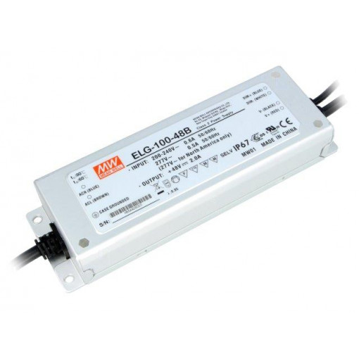 ELG-100-48B; Power supply: switched-mode; LED; 96W; 48VDC; 2A; 180÷295VAC; IP67; MEAN WELL
