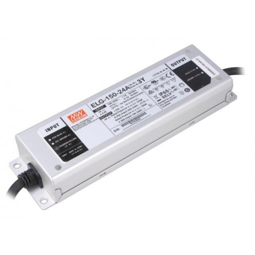 ELG-150-24A-3Y; Power supply: switched-mode; LED; 150W; 24VDC; 21.6÷26.4VDC; IP65; MEAN WELL