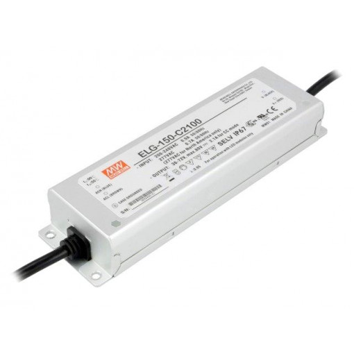 ELG-150-C2100; Power supply: switched-mode; LED; 151.2W; 36÷72VDC; 2100mA; IP67; MEAN WELL