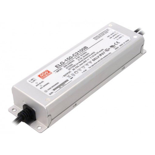 ELG-150-C2100B; Power supply: switched-mode; LED; 151.2W; 36÷72VDC; 2100mA; IP67; MEAN WELL
