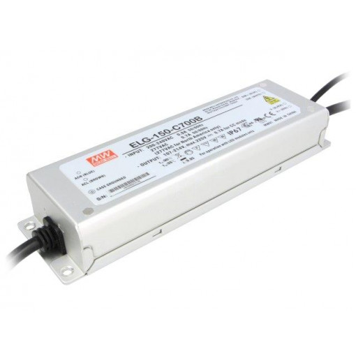 ELG-150-C700B; Power supply: switched-mode; LED; 149.8W; 107÷214VDC; 700mA; IP67; MEAN WELL