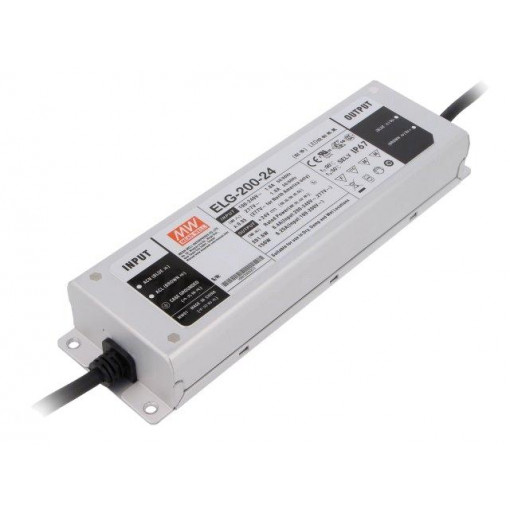 ELG-200-24; Power supply: switched-mode; LED; 201.6W; 24VDC; 8.4A; 100÷305VAC; MEAN WELL