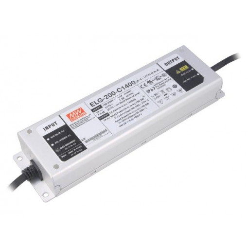 ELG-200-C1400; Power supply: switched-mode; LED; 198.8W; 71÷142VDC; 1400mA; IP67; MEAN WELL