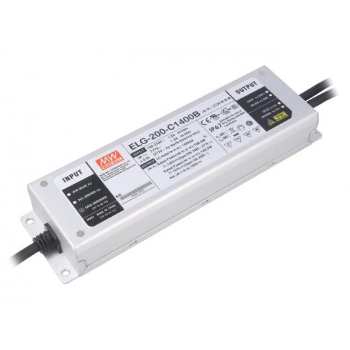ELG-200-C1400B; Power supply: switched-mode; LED; 198.8W; 71÷142VDC; 1400mA; IP67; MEAN WELL