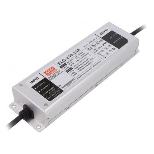 ELG-240-24A; Power supply: switched-mode; LED; 240W; 24VDC; 22.4÷25.6VDC; 5÷10A; MEAN WELL