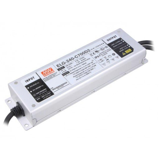 ELG-240-C700D2; Power supply: switched-mode; LED; 240.1W; 172÷343VDC; 700mA; IP67; MEAN WELL