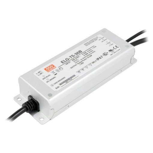 ELG-75-36B; Power supply: switched-mode; LED; 75.6W; 36VDC; 2.1A; 180÷295VAC; MEAN WELL
