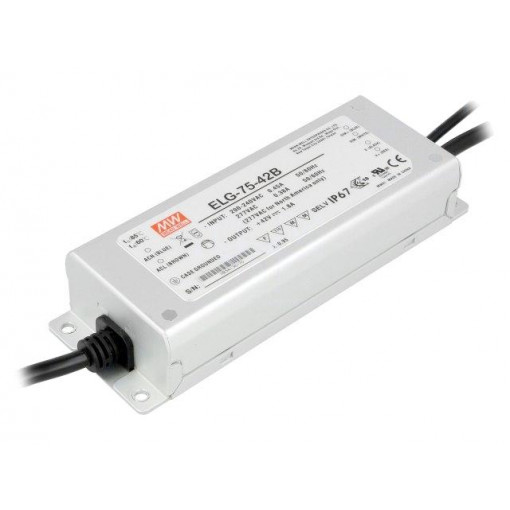 ELG-75-42B; Power supply: switched-mode; LED; 75.6W; 42VDC; 1.8A; 180÷295VAC; MEAN WELL