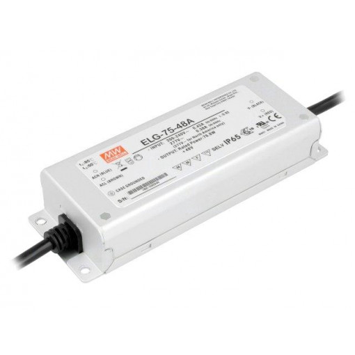 ELG-75-48A; Power supply: switched-mode; LED; 76.8W; 48VDC; 43.2÷52.8VDC; IP65; MEAN WELL