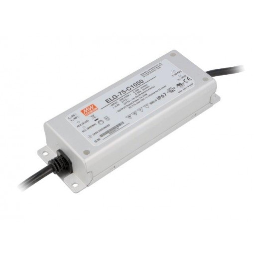 ELG-75-C1050; Power supply: switched-mode; LED; 74.55W; 35÷71VDC; 1050mA; IP67; MEAN WELL