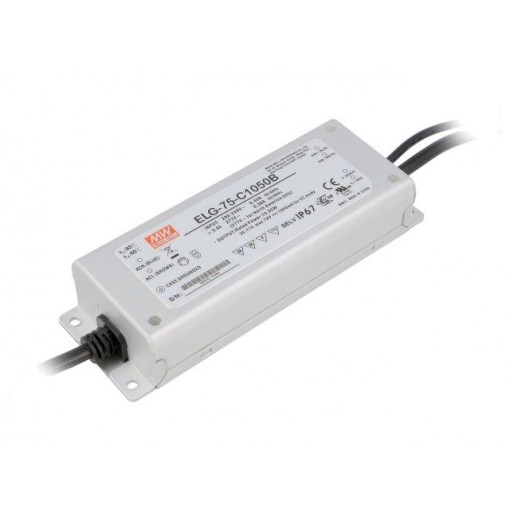 ELG-75-C1050B; Power supply: switched-mode; LED; 74.55W; 35÷71VDC; 1050mA; IP67; MEAN WELL