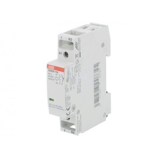 1SBE121111R0111; Contactor: 2-pole installation; NC + NO; 24VAC; 24VDC; 20A; DIN; ABB
