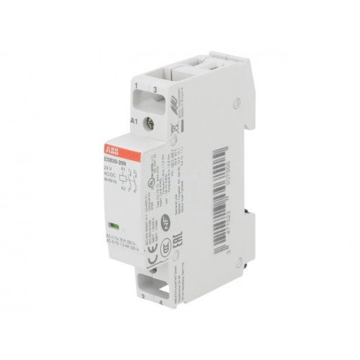 1SBE121111R0120; Contactor: 2-pole installation; NO x2; 24VAC; 24VDC; 20A; DIN; ESB; ABB