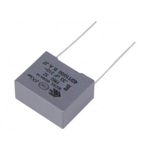 F863BN334K310R; Capacitor: polypropylene; X2; 0.33uF; 15mm; ±10%; 18x14.5x8.5mm; KEMET