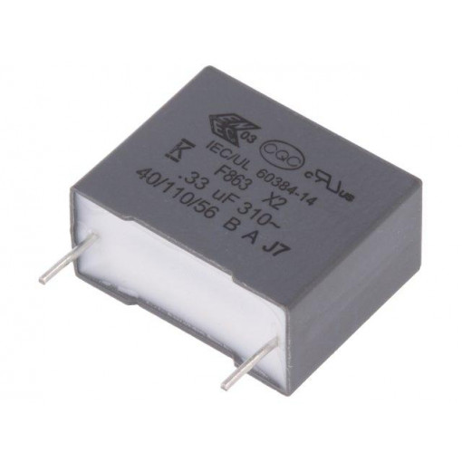 F863BN334K310Z; Capacitor: polypropylene; X2; 0.33uF; 15mm; ±10%; 18x14.5x8.5mm; KEMET