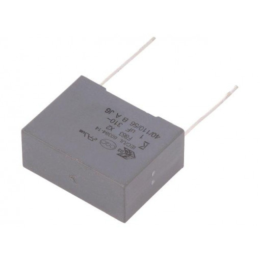 F863DS105K310R; Capacitor: polypropylene; X2; 1uF; 22.5mm; ±10%; 26.5x20x11mm; KEMET