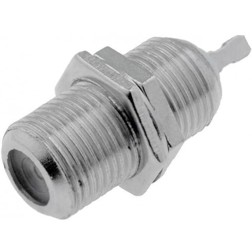 ; Socket; F; female; straight; soldering; for panel mounting; 