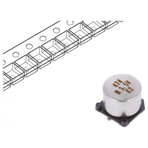 FC0V474ZFTBR24; Capacitor: electrolytic; 0.47F; 3.5VDC; ESR: 25Ω; SMD; -20÷+80%; KEMET