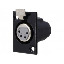 FC6121; Socket; XLR; female; PIN: 4; with push button; soldering; black; CLIFF