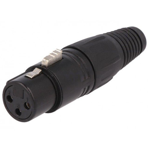 FC6141; Plug; XLR; female; PIN: 3; straight; for cable; soldering; black; CLIFF