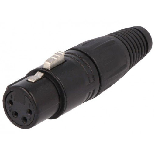 FC6151; Plug; XLR; female; PIN: 4; straight; for cable; soldering; black; CLIFF