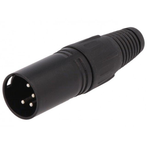 FC6156; Plug; XLR; male; PIN: 4; straight; for cable; soldering; black; metal; CLIFF