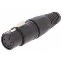 FC6166; Plug; XLR; female; PIN: 5; straight; for cable; soldering; black; CLIFF