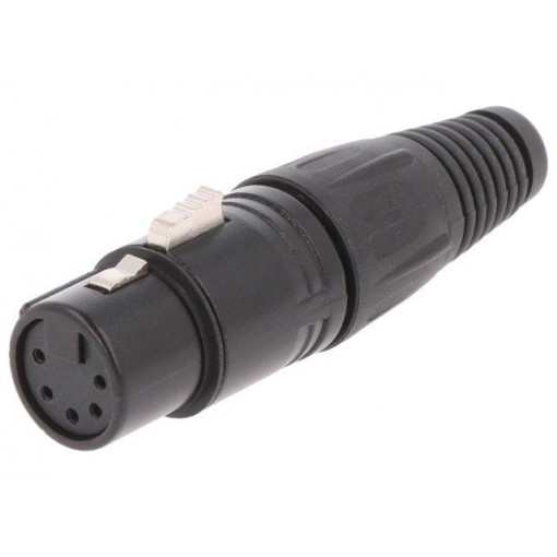 FC6166; Plug; XLR; female; PIN: 5; straight; for cable; soldering; black; CLIFF FC6166; Plug; XLR; female; PIN: 5; straight; for cable; soldering; black; CLIFF