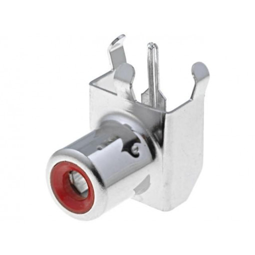 PHS-6A RED; Socket; RCA; female; angled 90°; THT; nickel plated; Marker: red; CLIFF