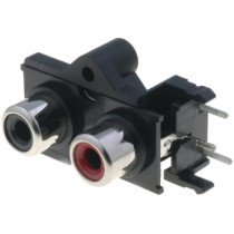 PHS-10B; Socket; RCA; female; double; angled 90°; THT; nickel plated; CLIFF