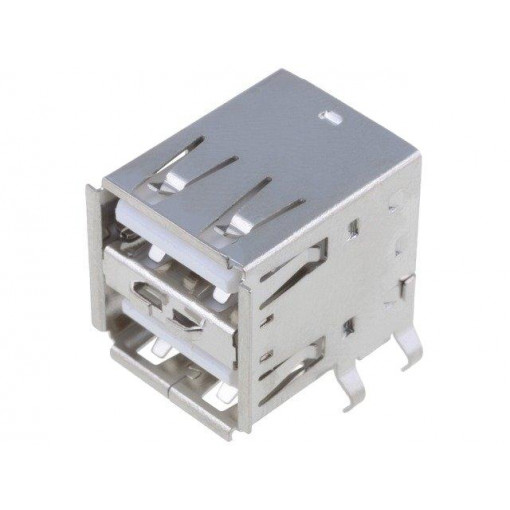 FCK002A; Socket; USB A; on PCBs; THT; angled 90°; double; CLIFF