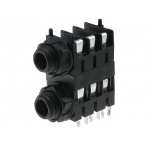 FCR1124; Socket; Jack 6,35mm; female; stereo; screw; THT; tinned; CLIFF