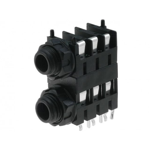 FCR1124; Socket; Jack 6,35mm; female; stereo; screw; THT; tinned; CLIFF