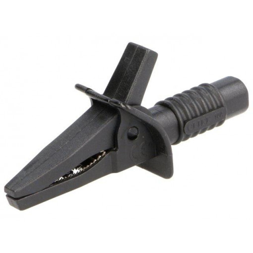 FCR7940; Crocodile clip; 10A; black; max.25mm; Connection: 4mm socket; CLIFF