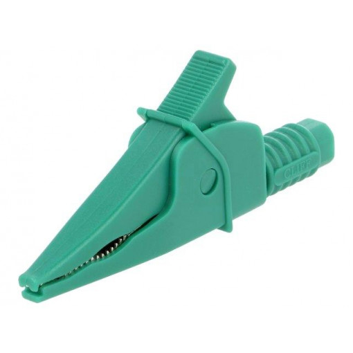 FCR79900G; Crocodile clip; 20A; green; max.39mm; 1kV; Connection: 4mm socket; CLIFF