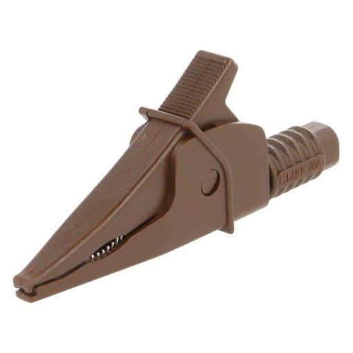 FCR79900N; Crocodile clip; 20A; brown; max.39mm; 1kV; Connection: 4mm socket; CLIFF