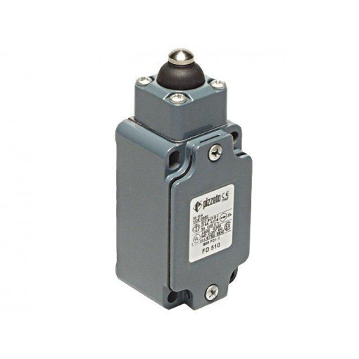 FD 510; Limit switch; rubber seal,pin plunger Ø10mm; NO + NC; 10A; IP67; PIZZATO ELETTRICA