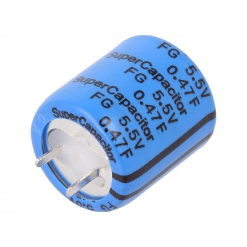FG0H474ZF; Capacitor: electrolytic; 0.47F; 5.5VDC; ESR: 120Ω; THT; -20÷+80%; KEMET