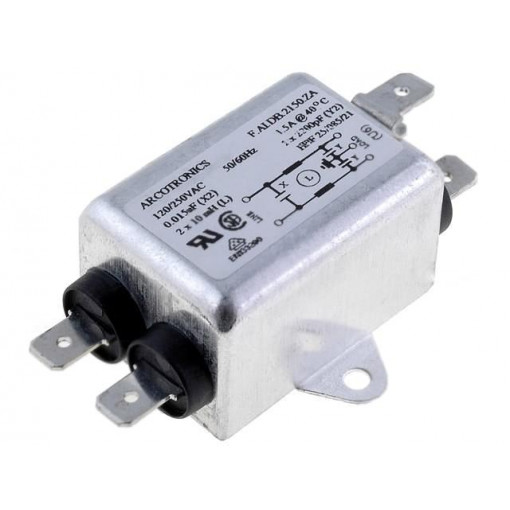 FAIDB2150ZA000; Filter: anti-interference; 250VAC; Cx: 15nF; Cy: 2.2nF; 10mH; 1.5A; KEMET