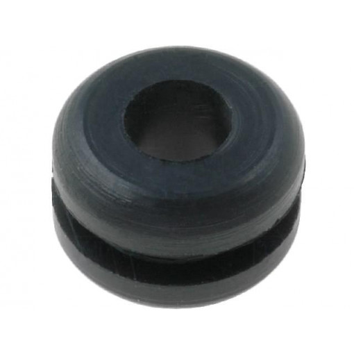 ; Grommet; Ømount.hole: 6.4mm; Øhole: 4mm; rubber; black; FIX&FASTEN