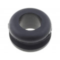 ; Grommet; Ømount.hole: 9mm; Øhole: 6mm; rubber; black; FIX&FASTEN