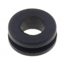 ; Grommet; Ømount.hole: 6mm; Øhole: 4.1mm; rubber; black; FIX&FASTEN